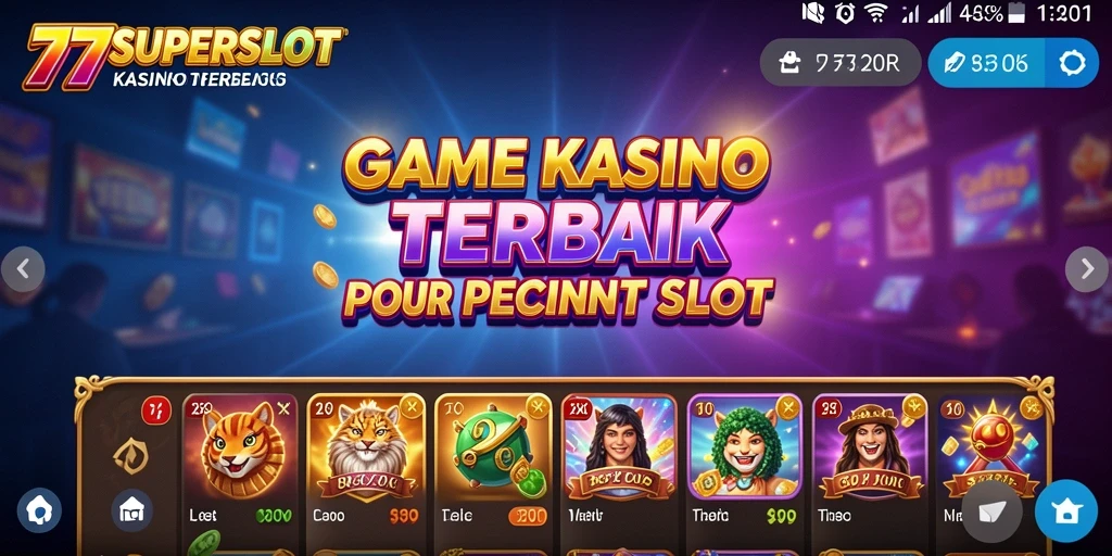 Tampilan gameplay mendebarkan dari 77SUPERSLOT yang penuh warna.