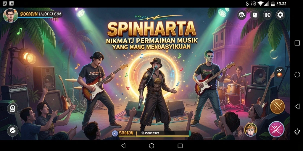 Screenshot gameplay SPINHARTA menampilkan pengalaman bermain musik yang menyenangkan.