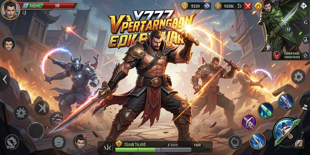 Tampilan menarik dari gameplay pertarungan dalam VM777.